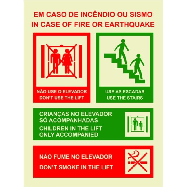 Sinal não usar o elevador, usar as escadas