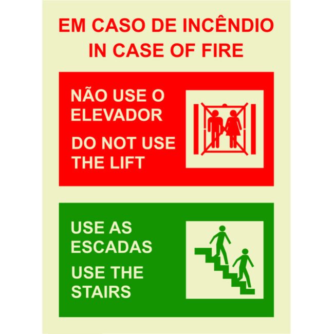 Sinal não usar o elevador, usar as escadas