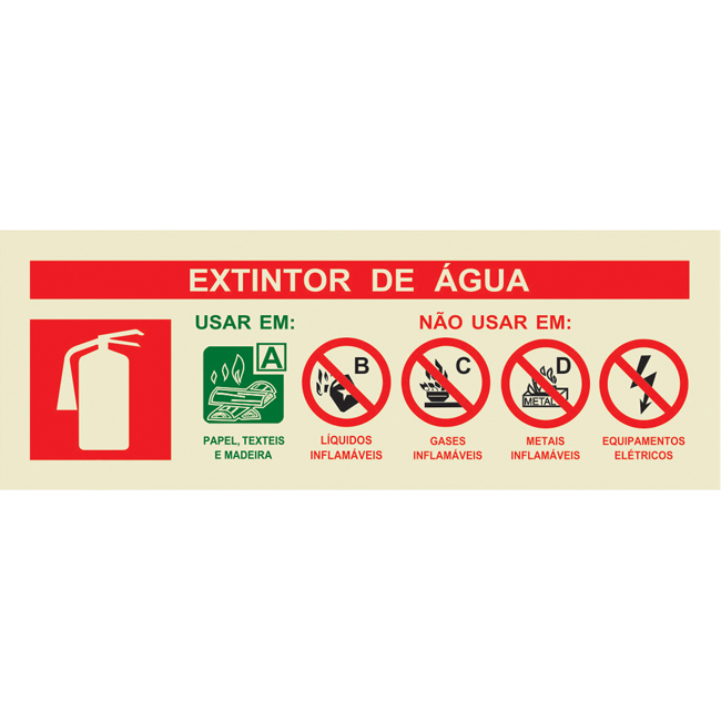 Sinal de agente extintor de água
